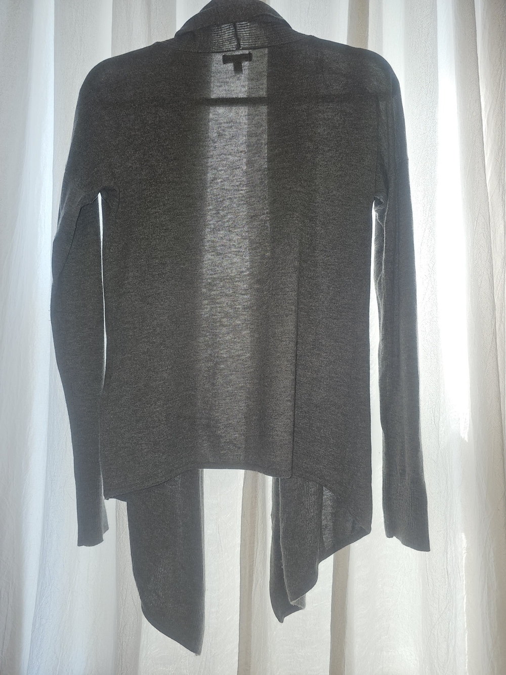 Express Charcoal Gray Open-Front Waterfall Cardigan